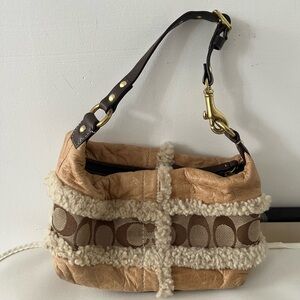 Coach Shearling & Leather Purse